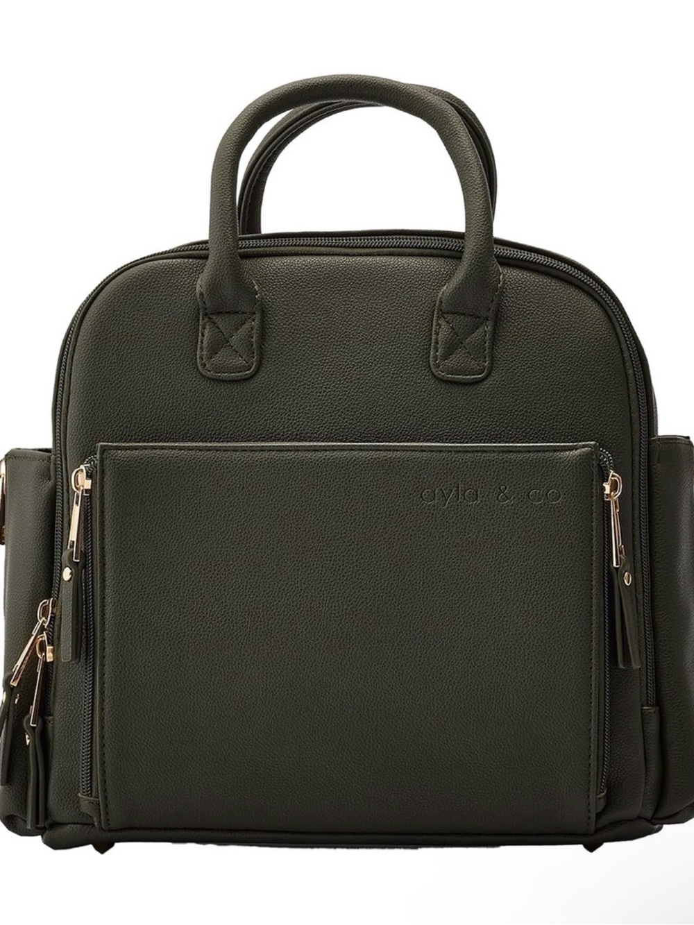 Ayla & Co Green Leather Diaper Bag